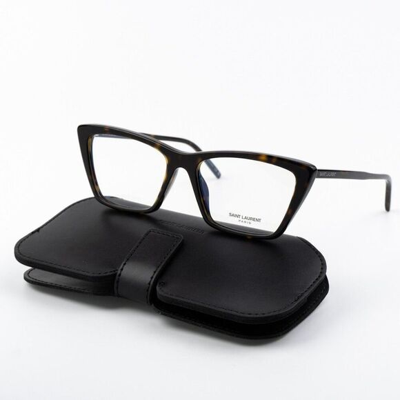 NEW Saint Laurent SL737 MICA THIN OPT 002 Dark Havana Cat Eye Unisex Eyeglasses - Picture 1 of 11